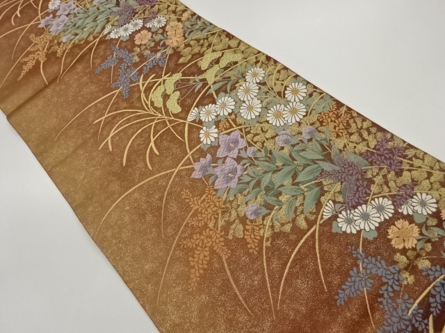 JAPANESE FUKURO OBI / WOVEN AUTUMN FLOWERS